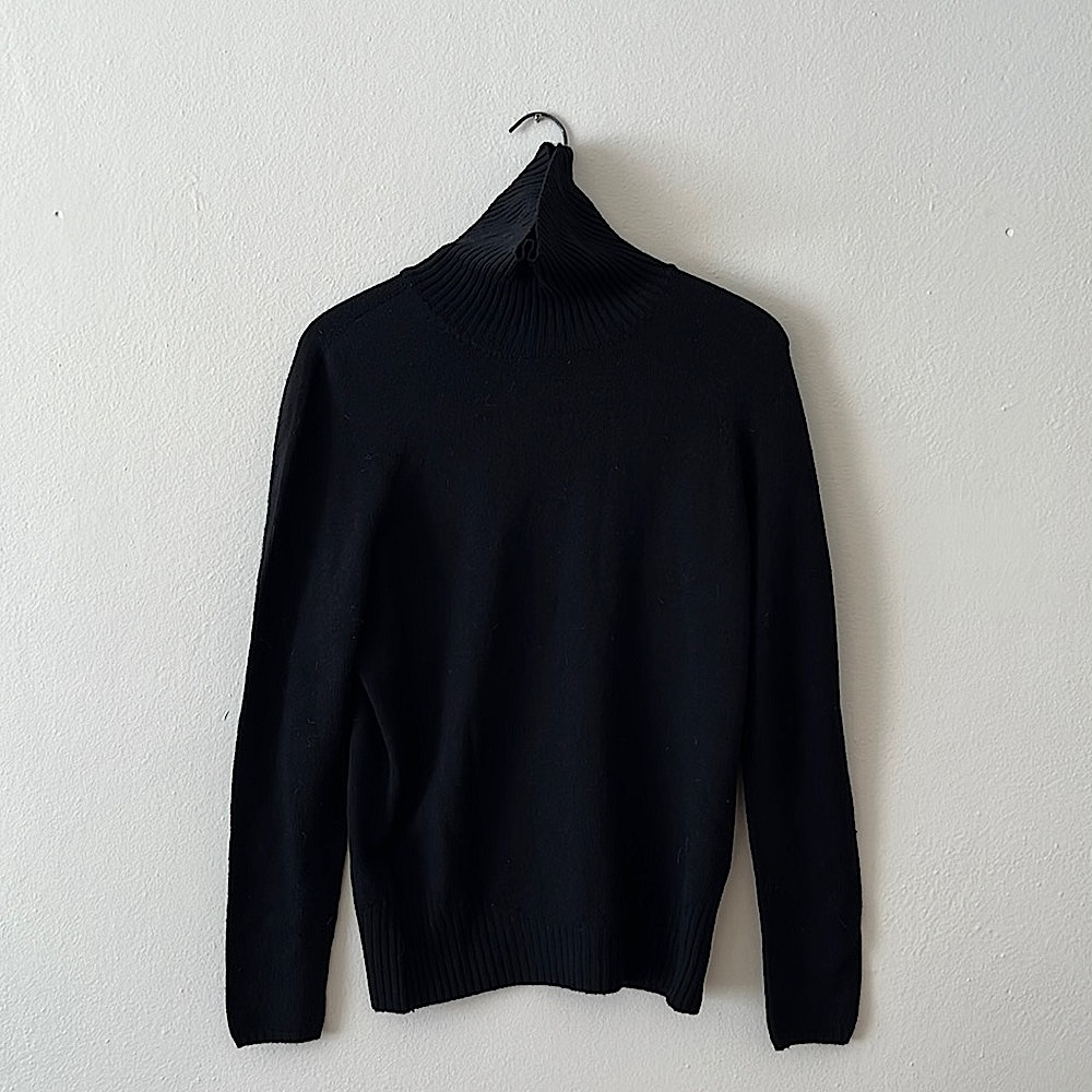 Black Wool Designer Turtleneck - Made in Italy by D. Exterior